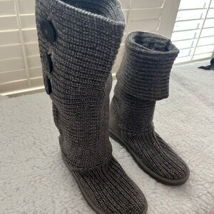 UGG Charcoal Knit Suede Boots
